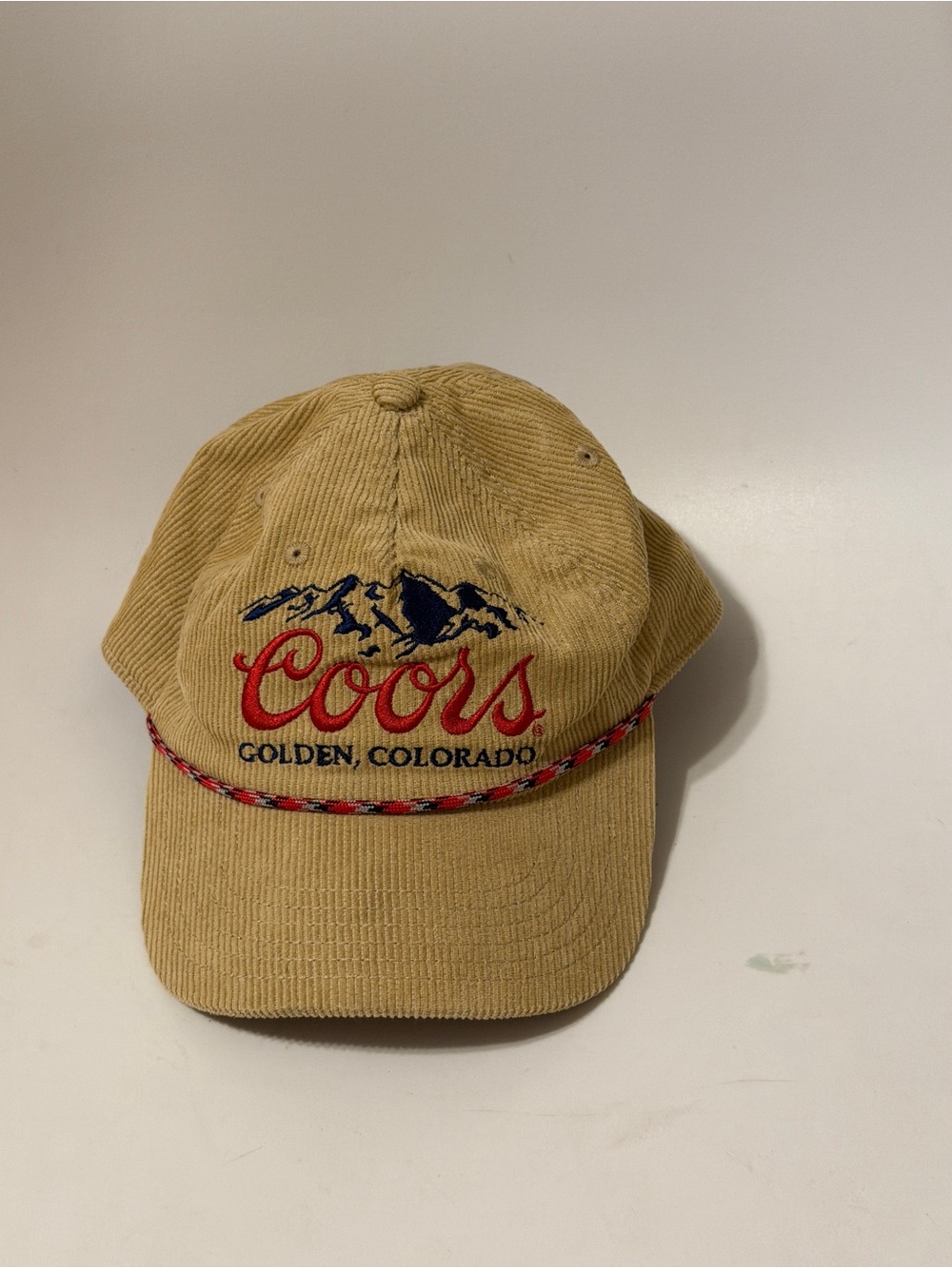 Coors Banquet Golden, Colorado Corduroy Baseball Cap Hat Tan Breweriana